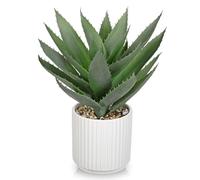 Hollyone 30 cm - Agave artificiel - Plante d'intérieur - Agave - Plante succulente artificielle dans un pot - Pour décoration de table, salle de bain, décoration intérieure
