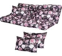 Hollywood Swing Cushion Plus 2X Small Pillow - Mobilier de jardin Tissu imperméable avec certificat et sangles inclus - Noir avec r
