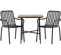 Holmbeck set de jardin table 88x70cm naturel, 2 chaises noires.