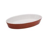 'Holst Porcelaine TOB 15524 Plat et de Moule Ovale Marrone en céramique, Blanc/Marron, 24,5 x 14,5 x 4 cm
