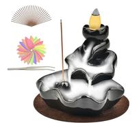 Holwim Brûleur d'encens à refoulement - Avec 20 cônes d'encens de bonne qualité et 30 bâtonnets d'encens pour la méditation, la maison, le yoga, la décoration de salon