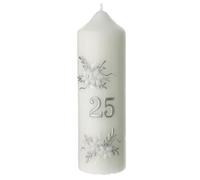 Holyart Bougies, cierges, chandelles: Bougie noces argent feuilles fleurs 16,5x50 mm