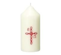 Holyart Bougies, cierges, chandelles: Cierge croix rouge ondulée 11x5 cm