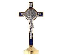 Holyart Croix St. Benoit métal bleue table, 6 x 3 cm (2.37 x 1.30 inc.)