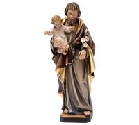 Holyart Statues en Bois Peint: Statue St Joseph à l'enfant Bois Peint, 20 cm (7.88 inc.)