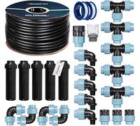 HOLZBRINK Kit de démarrage pour l’Irrigation du Gazon, système d’arrosage enterré de la pelouse : 50 m Tuyau LDPE 25 mm, 5X Arroseur Automatique Pop-up, HTB-11-5-50