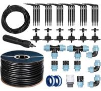 HOLZBRINK Kit de démarrage pour l’irrigation en serre, système d’arrosage goutte à goutte : 50 m Tuyau LDPE 20 mm, 6x Goutteur 4l/h, HTB-09-S-50