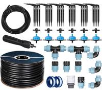 HOLZBRINK Kit de démarrage pour l’irrigation en serre, système d’arrosage goutte à goutte : 50 m Tuyau LDPE 20 mm, 6x Goutteur 8l/h, HTB-09-B-50