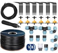 HOLZBRINK Kit de démarrage pour l’irrigation en serre, système d’arrosage goutte à goutte : 50 m Tuyau LDPE 20 mm, 6x Goutteur 2l/h, HTB-09-G-50