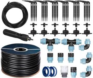 HOLZBRINK Kit de démarrage pour l’irrigation en serre, système d’arrosage goutte à goutte : 50 m Tuyau LDPE 20 mm, 6x Goutteur 4l/h, HTB-09-S-50