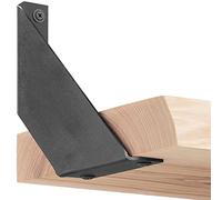HOLZBRINK Support d’étagère en métal, équerre pour étagère murale Acier Brut, 150x150x30 mm, forme V, kit de montage inclus, 2 pcs, HLR-V-150-0000