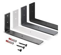 HOLZBRINK support d'étagère métallique, support d'étagère murale, étagère de bricolage, Acier Brut 250x100x40 mm, 8 pièces, HLR-L-250-0000