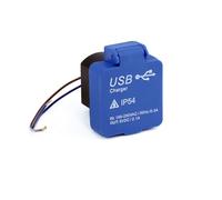 HOLZER Prise de Charge Double Port USB A et C - Entrée 230V/5V/2,1A - Pour Extérieur et Intérieur - Avec Couvercle - IP54 (Bleu)