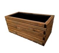 HolzGarden Jardinière en Bois avec Non-tissé 80x40x40 cm Imprégné Couleur Teck Pot de Fleurs Jardin, Balcon, Terrasse Résistant aux Intempéries Bois Massif Jardiniere Exterieur Grande Taille 88L