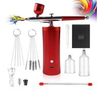Holzsammlung Kit Aérographe, Compresseur Kit Aérographe Portable Sans Fil Kit Aérographe Manuel Rechargeable pour Maquillage, Modelisme Peinture, Décoration de Gâteaux, Art Des Ongles, Tatouage