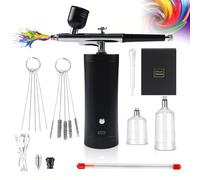 Holzsammlung Kit Aérographe, Compresseur Kit Aérographe Portable Sans Fil Kit Aérographe Manuel Rechargeable pour Maquillage, Modelisme Peinture, Décoration de Gâteaux, Art Des Ongles, Tatouage
