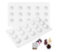 Holzsammlung Lot de 2 Moule Silicone Sphere, Moule Dome Moule Demi-sphère, Boule Chocolat Ronde, 15 Anti-Adhérentes Résistantes à la Chaleur pour Gâteaux de Cuisson Mousse Chocolats Glaçons