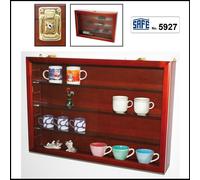 Vitrine Militaria En Bois SAFE 5927 Acajou 620x420x105mm 3 Tablettes Verre