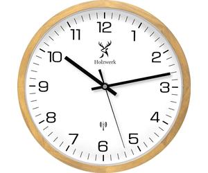 Holzwerk ARNSBURG (FUNK) Horloge murale moderne en bois de 30 cm avec chiffres, beige blanc
