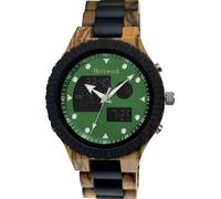 Holzwerk FILDERSTADT Horloge design en bois numérique et analogique avec date, verte, noire