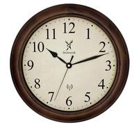 Holzwerk RADEBURG Horloge murale radio-pilotée en bois naturel vintage rétro en bois massif Mouvement presque silencieux 35 cm Marron beige Grands chiffres (HWN.Braun)