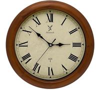 Holzwerk VELBURG Horloge murale radio-pilotée ronde en bois avec chiffres romains Mouvement presque silencieux Bois massif Marron 35 cm