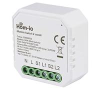 Hom-io | Module de Commutation Encastrable 10A 2 Canaux 2x5a, Commutateur WiFi pour le Contrôle à Distance de Lumière et des Appareils, Contrôlable App ou Switch, Compatible avec Alexa et Google Home