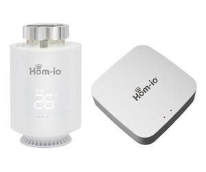 HOM-KIT-TERMOV2 Kit de vannes thermostatiques Smart WiFi, tête thermostatique et passerelle Zigbee pour contrôle Intelligent Chauffage, Compatible Alexa et Google Home