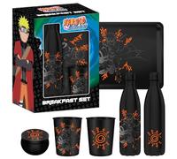 Homadict - Coffret Cadeau Naruto - Bouteille Isotherme, Plateau Métal, Petite Boîte et Gobelet - Licence Officielle