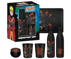 Homadict - Coffret Cadeau Naruto - Bouteille Isotherme, Plateau Métal, Petite Boîte et Gobelet - Licence Officielle