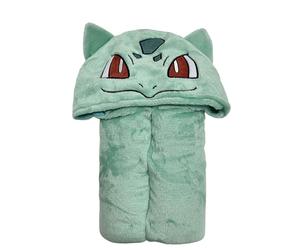 Homadict - Plaid à Capuche Pokémon - Bulbizarre - 120x150cm - Doux & Confortable - Licence Officielle, Jaune