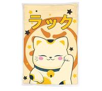 HÔMADICT Plaid Sherpa Maneki-Neko - 100x150cm - Licence Officielle, Blanc