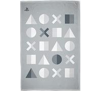 Homadict Plaid Sherpa PlayStation - 100x150cm - Couverture Polaire Douce & Chaude - Bouton Manette - Qualité Elevée & Confortable - Licence Officielle, Gris
