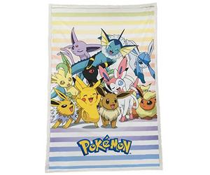 HÔMADICT Plaid Sherpa Pokémon - 100x150cm - Couverture Polaire Douce & Chaude - Evolution - Qualité Elevée & Confortable - Licence Officielle