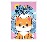 Homadict Plaid Sherpa Shiba inu - Kawai - 100x150cm - Licence Officielle, Blanc