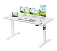 Homall Bureau Assis Debout 140 x 60 cm, Bureaux Électrique Table Réglable en Hauteur avec Chargeur USB, Rappel de sédentarité, 3 Positions Mémorisables, Blanc