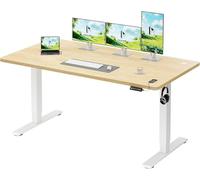 Homall Bureau Assis Debout 160 x 70 cm, Bureaux Électrique Table Réglable en Hauteur avec Chargeur USB, Rappel de sédentarité, 3 Positions Mémorisables,Beige