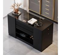 Homary Commode Chambre Adulte Blanche, Armoire 153 cm, Tour de Rangement Coiffeuse avec 4 Tiroirs, Îlot de Dressing en Verre avec Rangement pour Bijoux, Dressing Chambre Élégant, Style Moderne (Noir)