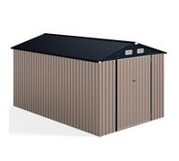 HOMASIS Abri de Jardin Métal Exterieur Renforcé, 3.5x2.2x2m, Gris Foncé | Cabane de Jardin avec Porte, Toit Incliné et Fenêtre de Ventilation, Cabane de Rangement Résistant aux Intempéries pour Ferme