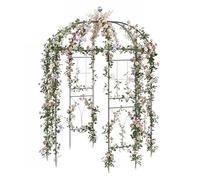 HOMASIS Arche de Jardin en Métal avec Treillis 203 x 203 x 296 cm | Tonnelle Forme Volière avec Crochet pour Plantes Grimpantes, Cour, Terrasse et Décoration de Mariage