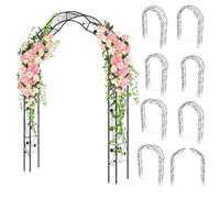 HOMASIS Arche de jardin en métal pour roses et plantes grimpantes, tuteur pour mariage, jardin, fêtes, 2 demi-arches, treillis, treillis, grille de jardin, aide à la rose, 150 x 39 x 250 cm, noir