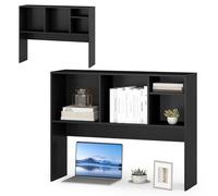 HOMASIS Bibliothèque de Bureau à 5 Compartiments, étagère de Bureau en Bois, étagère Ouverte avec Pieds antidérapants et Dispositif Anti-basculement, 94 x 25 x 73 cm (Noir)