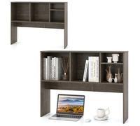 HOMASIS Bibliothèque de Bureau à 5 Compartiments, étagère de Bureau en Bois, étagère Ouverte avec Pieds antidérapants et Dispositif Anti-basculement, 94 x 25 x 73 cm (Gris)