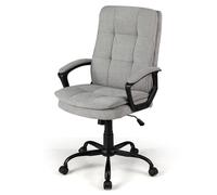 HOMASIS Chaise de bureau avec 360° roues pivotantes, chaise ergonomique avec accoudoirs, hauteur réglable et dossier inclinable, fauteuil bureau pour étude, portée de 150 kg, noir