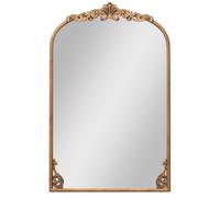HOMASIS Miroir Mural Style Baroque Vintage, Miroir Salle de Bain Décoratif avec Forme Arche et Cadre en Métal, Haute Définition et Montage Facile, pour Entrée, Salon, Couloir (Or, 95x66 cm)