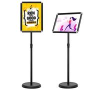 HOMASIS Support d'information A3/A4 réglable en hauteur en acier inoxydable et aluminium, rotatif à 360°, avec plaque de fond, support d'affichage, support publicitaire, noir A4