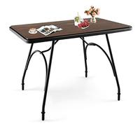 HOMASIS Table de Salle à Manger, Table Haute, Table de Bar pour 4 Personnes, Table de Cuisine, Cadre en métal, Plateau en Bois, Style Industriel, pour Salon, Balcon, 110 x 70 x 77cm, Marron