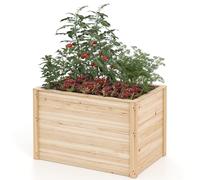HOMASIS Vase rectangulaire en bois d'épicéa, potager relevé d'extérieur avec base ouverte, jardinière, balcon ou terrasse pour fleurs, herbes, fruits et légumes, 100 x 64 x 65,5 cm, naturel