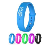 Homaskylynn Montre Réveil Vibrante pour Les Gros Dormeurs, Bracelet De Silencieux avec Fortes Vibrations, Numérique Portable, Alarme Sommeil Non Sonore, Montre Portable Hommes Et Femmes(Blue)