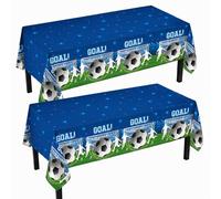 HOMAVEL 2 Pcs Nappes de Table Football Thème Bleu Blanc Rouge - Nappe en Plastique Imperméable 137x274 cm - Décoration Fête Sportive pour Match France Coupe du Monde 2026 Euro Anniversaire Enfant